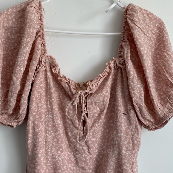 Lulu’s Blush Pink Floral Print Lace-Up Dress - Picture 8 of 10